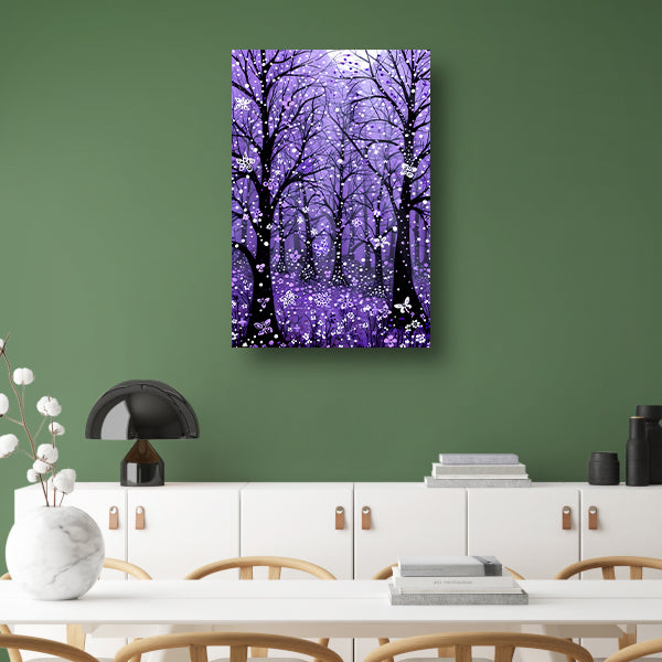 Betoverend paars bos met vlinders acrylglas