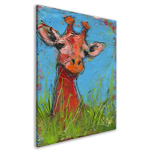 Kleurrijk abstract schilderij van een giraffe canvas
