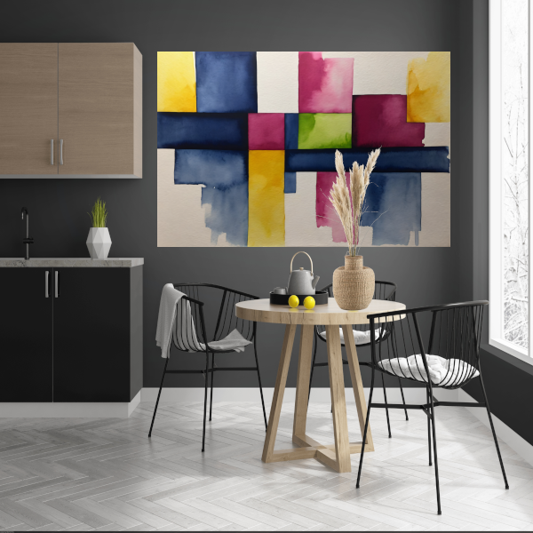 Geometrische Abstractie in Levendige Waterverf poster