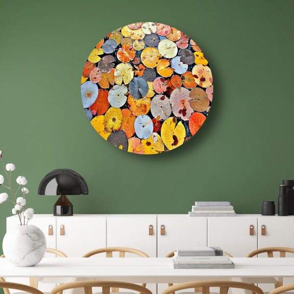 Impressionistische waterlelies aluminium muurcirkel