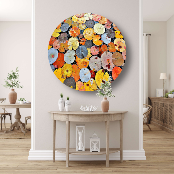 Impressionistische waterlelies aluminium muurcirkel
