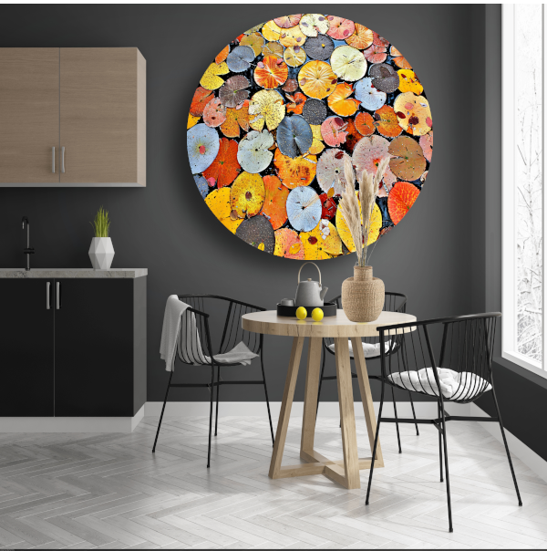 Impressionistische waterlelies aluminium muurcirkel