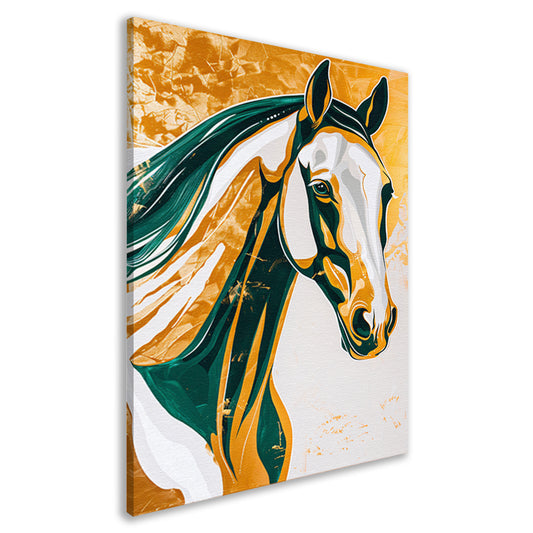 Abstract schilderij van een paard in kleuren canvas