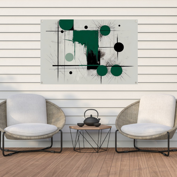 Minimalistische abstracte geometrie met groen tuinposter