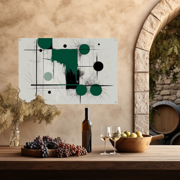 Minimalistische abstracte geometrie met groen tuinposter