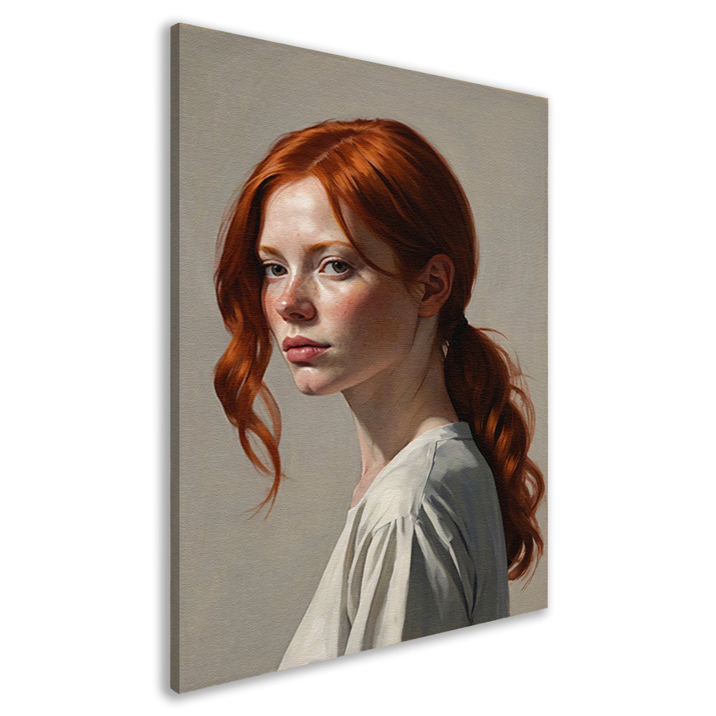 Jonge vrouw met rood haar en sproeten canvas