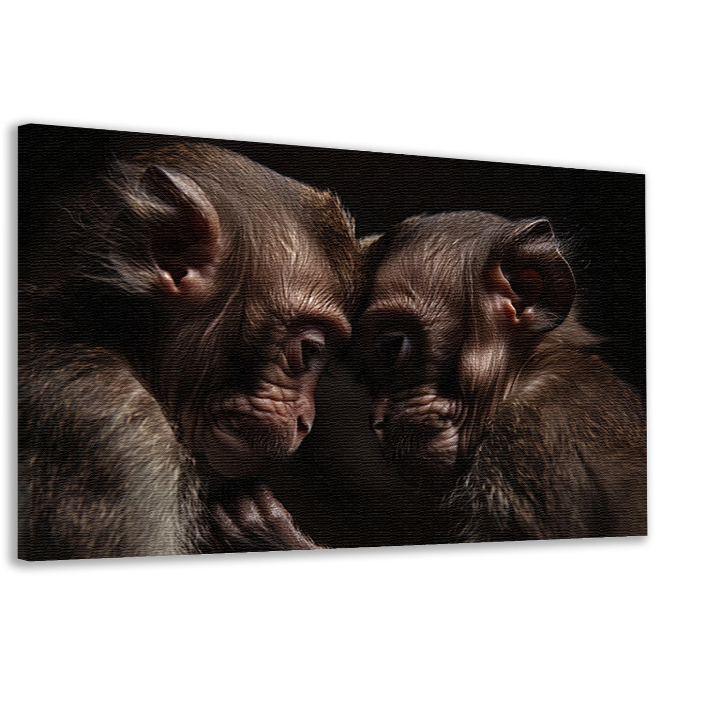 Twee apen in intieme omhelzing canvas