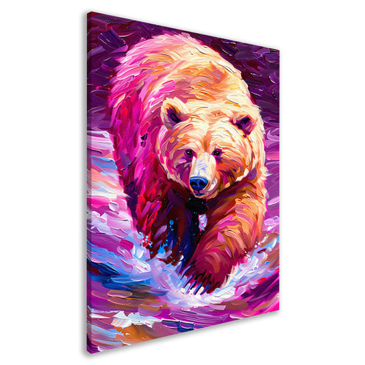 Kleurrijk expressief schilderij van een beer canvas