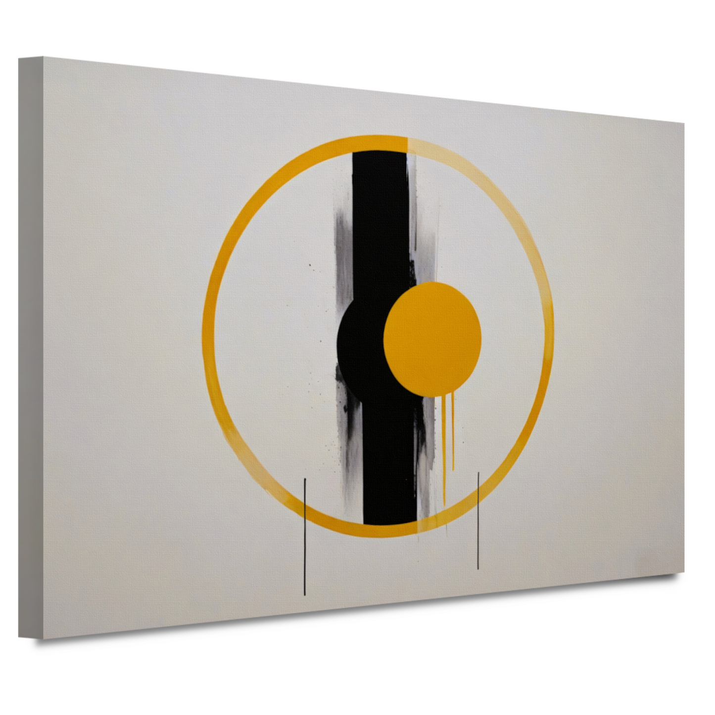Geel-Zwarte Abstractie met Dynamische Cirkels canvas