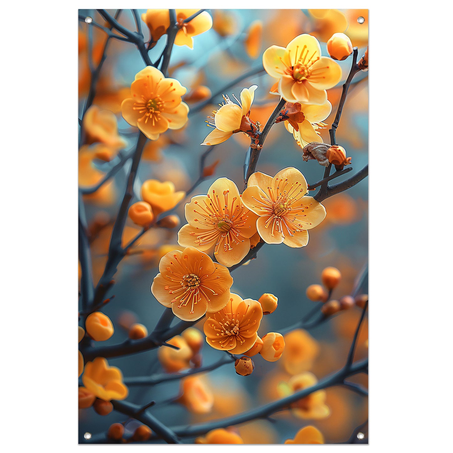 Zonnebloemen op een Tak tuinposter