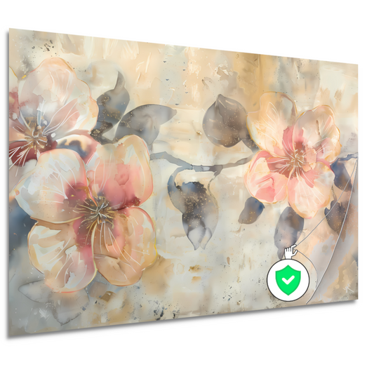 Bloeiende abstractie in aquarel met zachte tinten poster