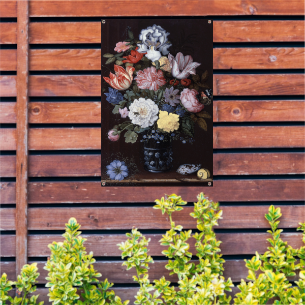Bloemenstilleven met schelpen - Balthasar van der Ast tuinposter
