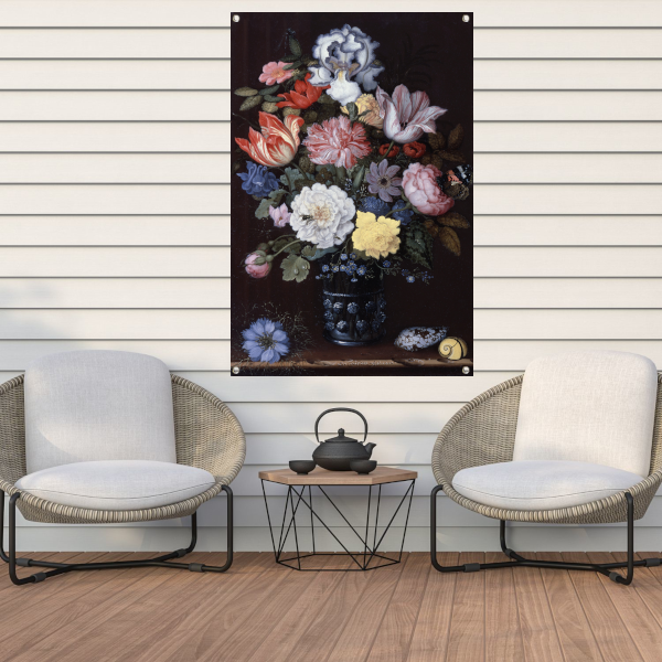 Bloemenstilleven met schelpen - Balthasar van der Ast tuinposter