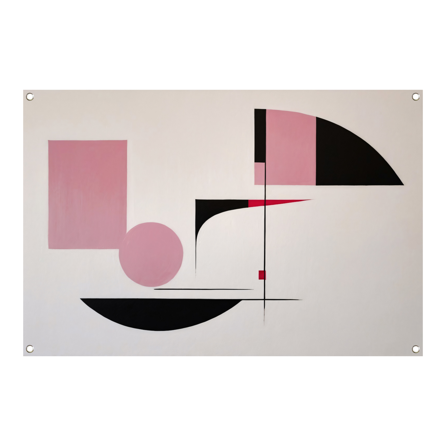 Abstracte geometrische compositie in roze en zwart tuinposter