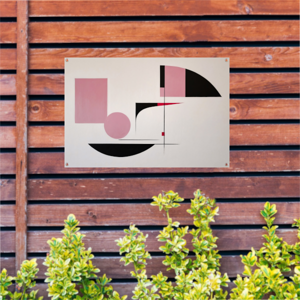 Abstracte geometrische compositie in roze en zwart tuinposter