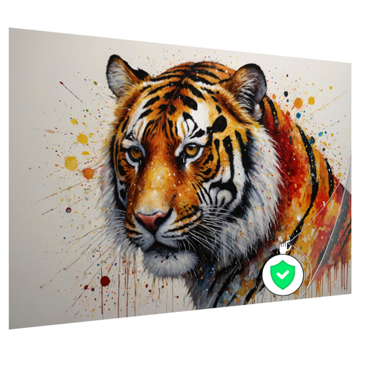 Kleurrijk Portret van een Tijger in Abstracte Stijl poster