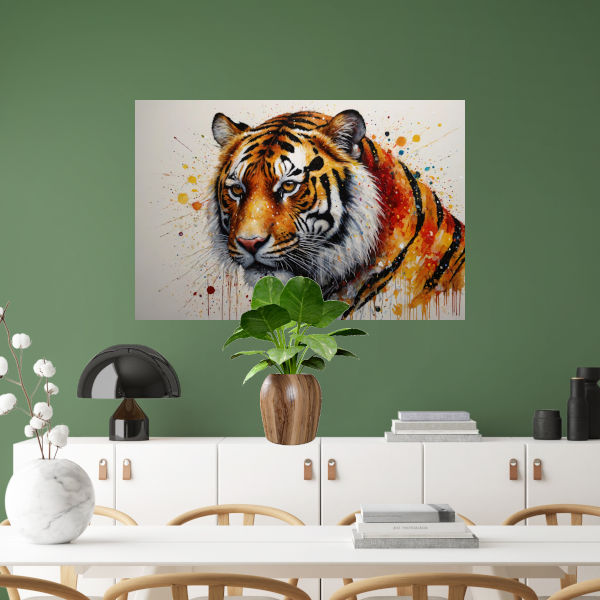 Kleurrijk Portret van een Tijger in Abstracte Stijl canvas