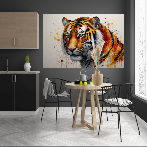 Kleurrijk Portret van een Tijger in Abstracte Stijl canvas
