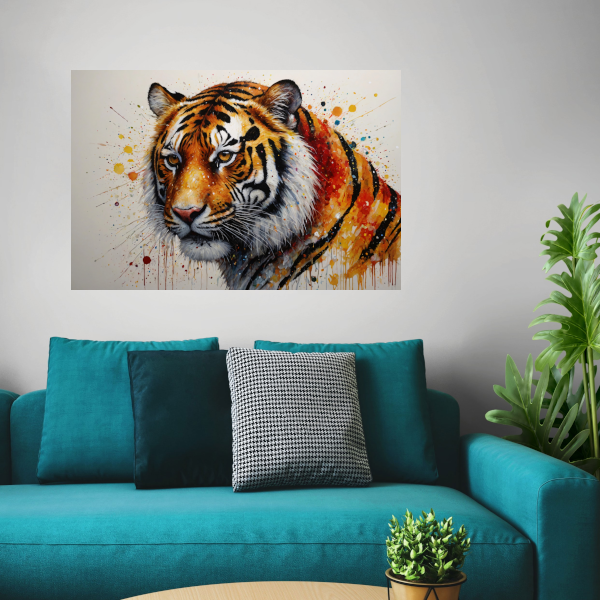 Kleurrijk Portret van een Tijger in Abstracte Stijl canvas