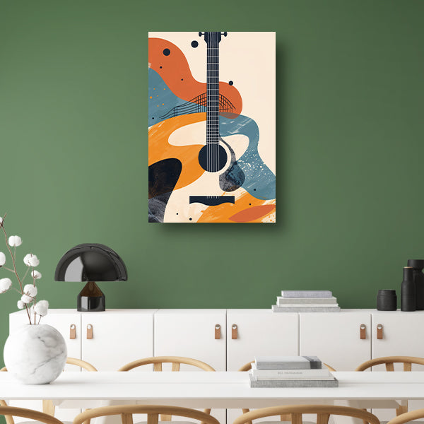 Abstract Gitaar in Warme Kleuren canvas