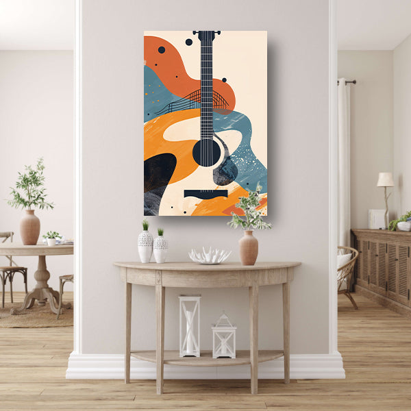 Abstract Gitaar in Warme Kleuren poster