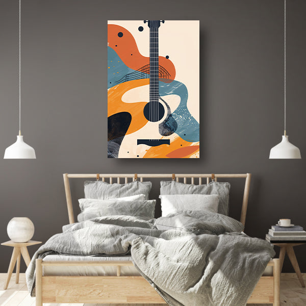 Abstract Gitaar in Warme Kleuren poster