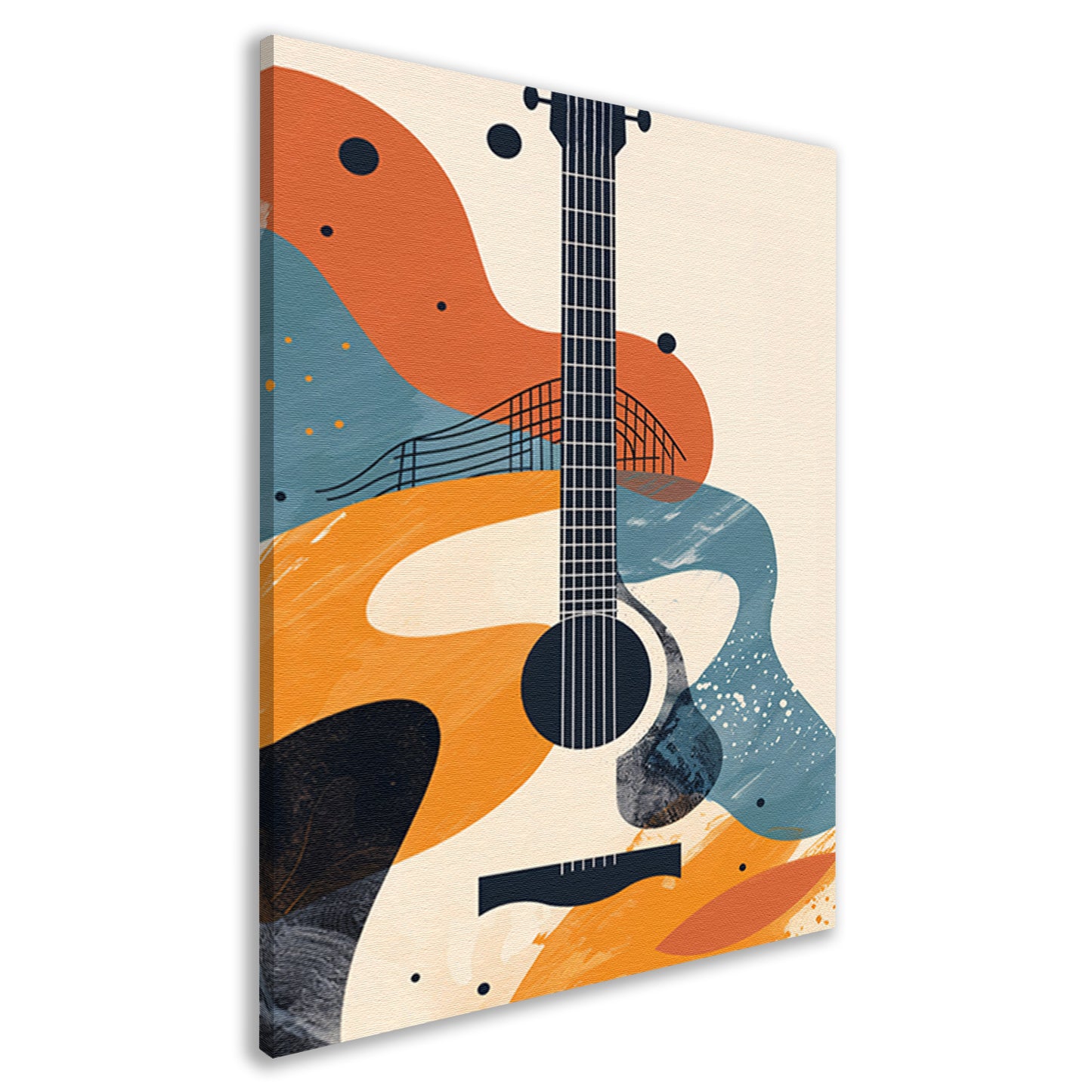 Abstract Gitaar in Warme Kleuren canvas