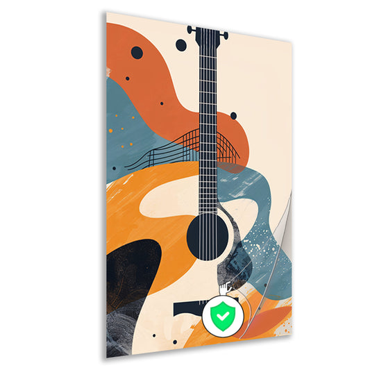 Abstract Gitaar in Warme Kleuren poster