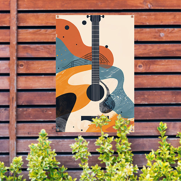 Abstract Gitaar in Warme Kleuren tuinposter