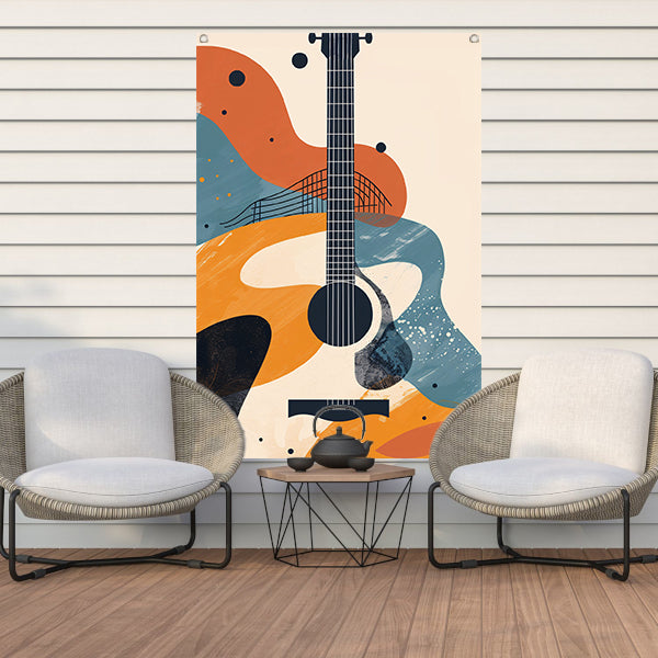 Abstract Gitaar in Warme Kleuren tuinposter