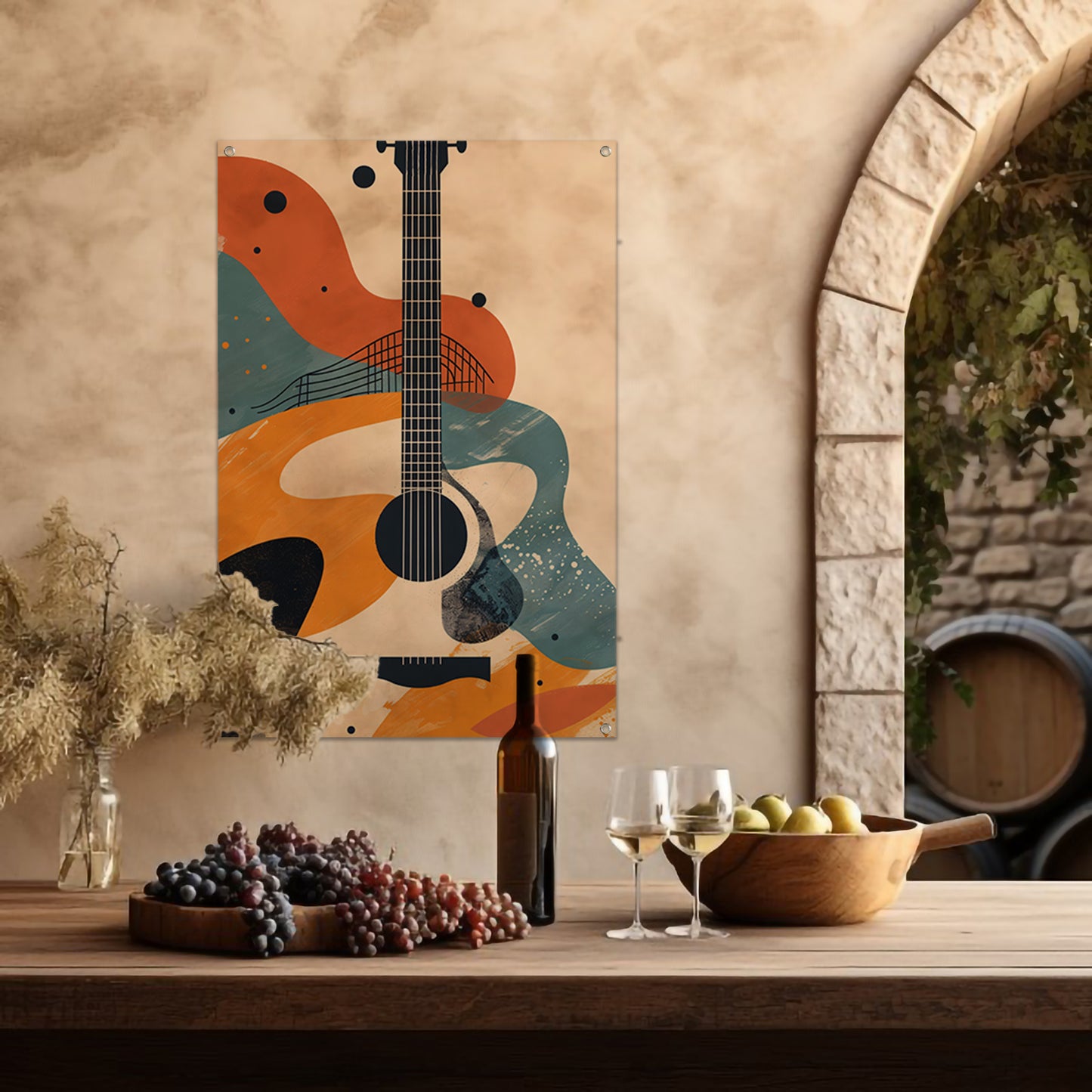 Abstract Gitaar in Warme Kleuren tuinposter