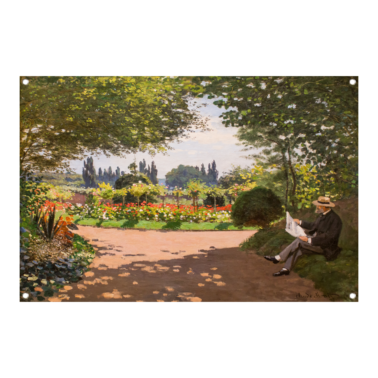 Adolphe Monet in de tuin van Le Coteau in Sainte-Adresse - Claude Monet tuinposter
