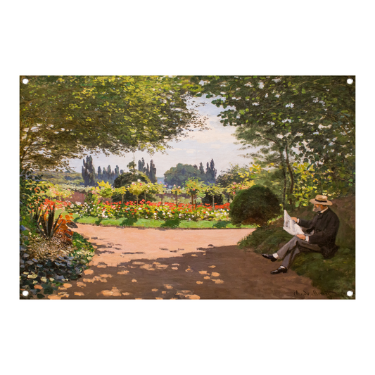 Adolphe Monet in de tuin van Le Coteau in Sainte-Adresse - Claude Monet tuinposter