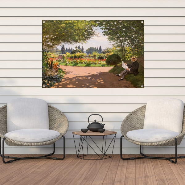Adolphe Monet in de tuin van Le Coteau in Sainte-Adresse - Claude Monet tuinposter