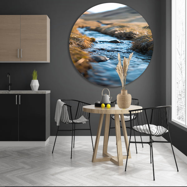 Stroompje door het landschap aluminium muurcirkel