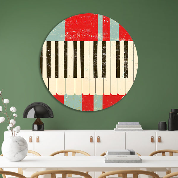 Abstracte piano kunst met kleurrijke toetsen forex muurcirkel