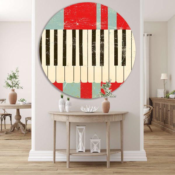 Abstracte piano kunst met kleurrijke toetsen forex muurcirkel