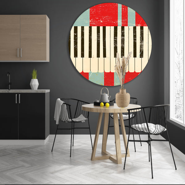 Abstracte piano kunst met kleurrijke toetsen forex muurcirkel