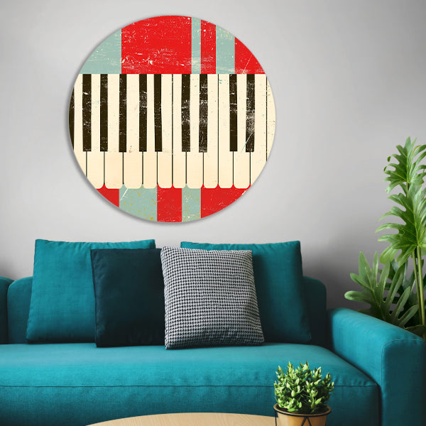 Abstracte piano kunst met kleurrijke toetsen forex muurcirkel