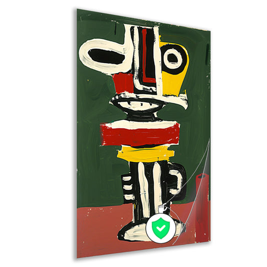 Abstract expressief gezicht schilderij in kleuren poster