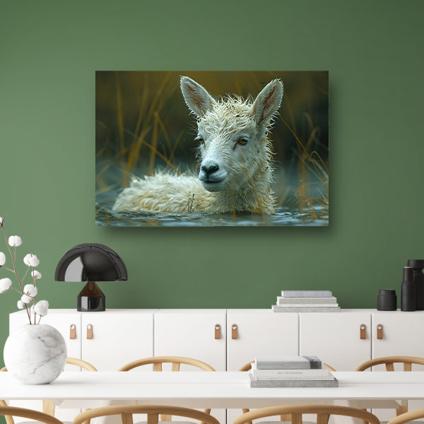 Schaap dobbert vredig in meer canvas