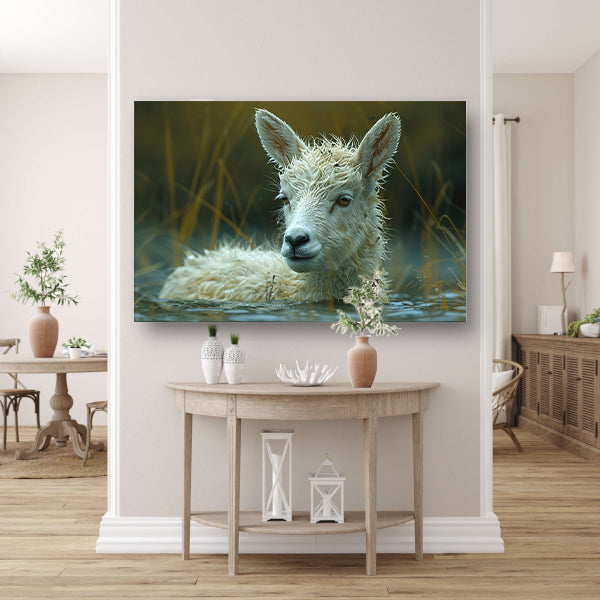 Schaap dobbert vredig in meer canvas
