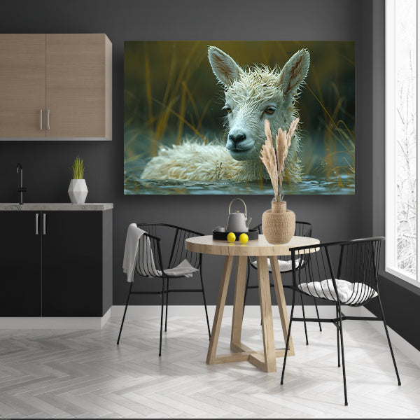 Schaap dobbert vredig in meer canvas