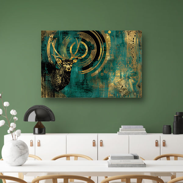 Abstract hertenportret met gouden accenten acrylglas