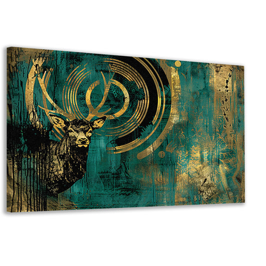 Abstract hertenportret met gouden accenten canvas