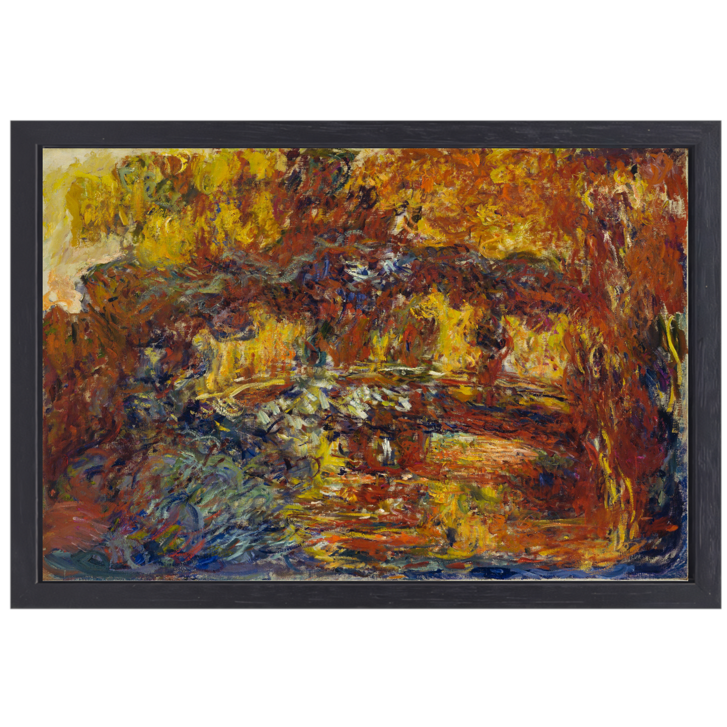 De Japanse voetgangersbrug - Claude Monet canvas met baklijst