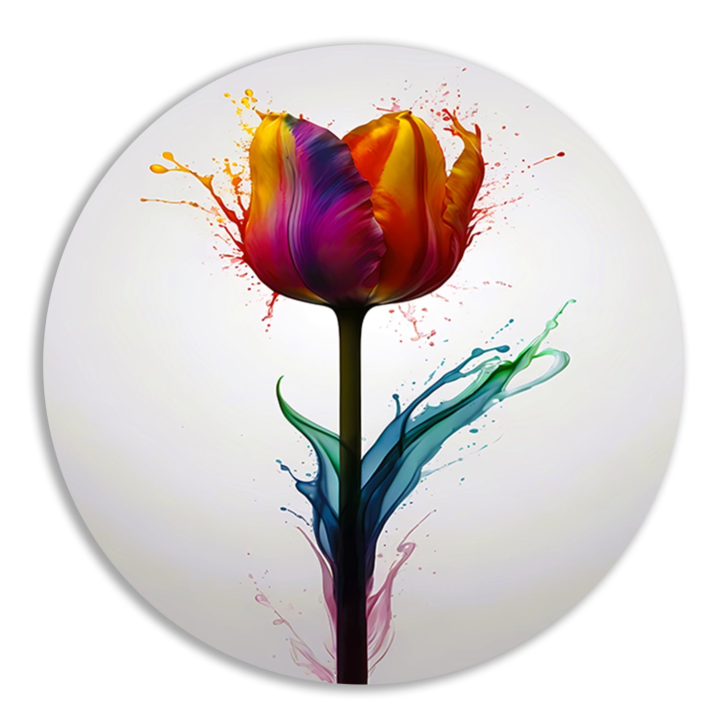 Abstracte kleurrijke tulp in vloeibare stijl forex muurcirkel