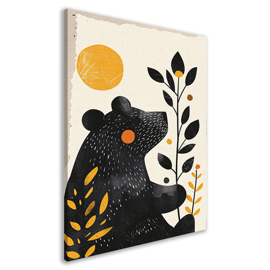 Minimalistisch beer met plant in zonlicht canvas