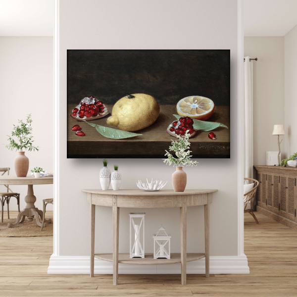 Stilleven van citroenen en granaatappel - Jacob van Hulsdonck canvas