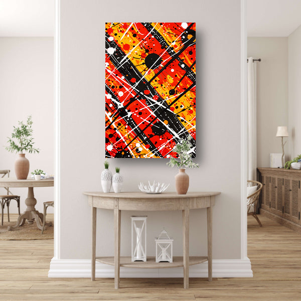 Abstracte kunst met dynamische kleuren en lijnen canvas